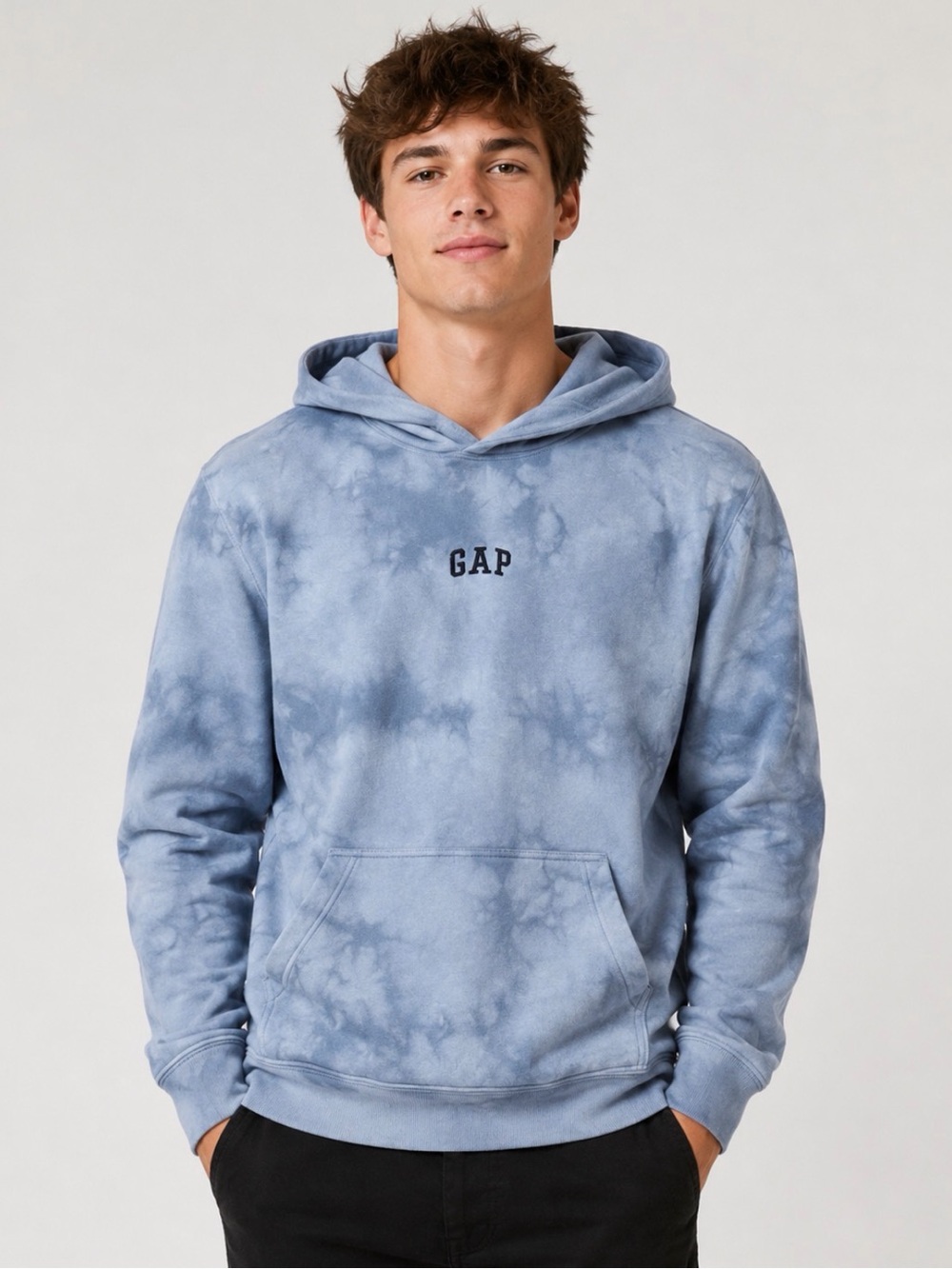 GAP Men's Tie-Dye Hoodie Sweatshirt - Blue (M)